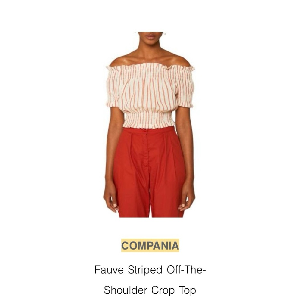 Compania Striped Off-Shoulder Crop Top